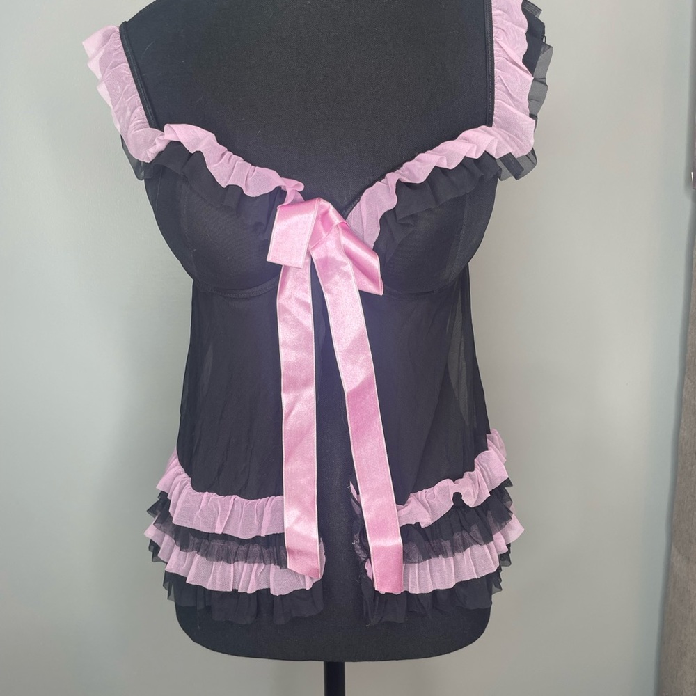 Joseph Black and Pink Mesh Top